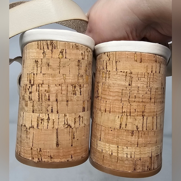 Lane Bryant Dream Cloud Cross-Front Faux Leather Platform Block Heel Beige 10.5W - Picture 8 of 16